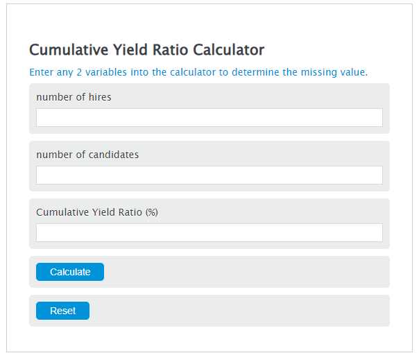 cumulative yield ratio calculator