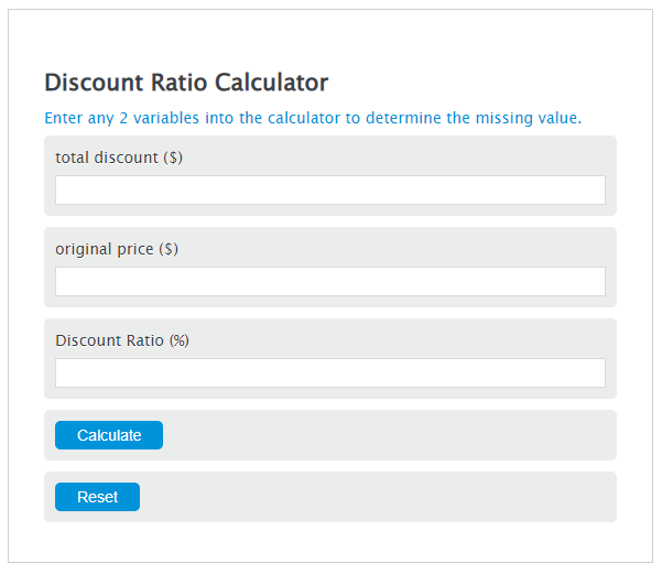 discount ratio calculator