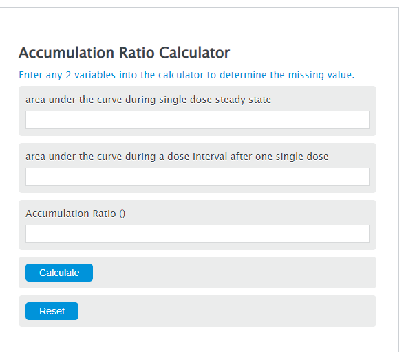 accumulation ratio calculator