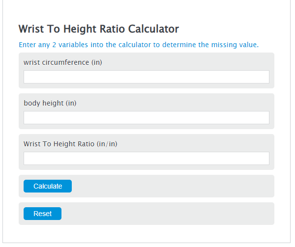 wrist to height ratio calculator