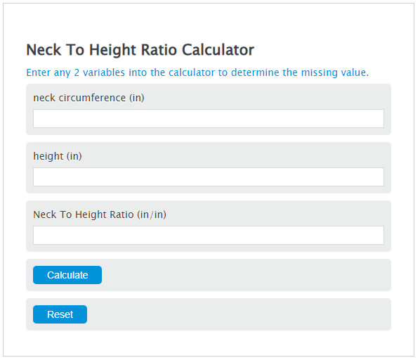 neck to height ratio calculator