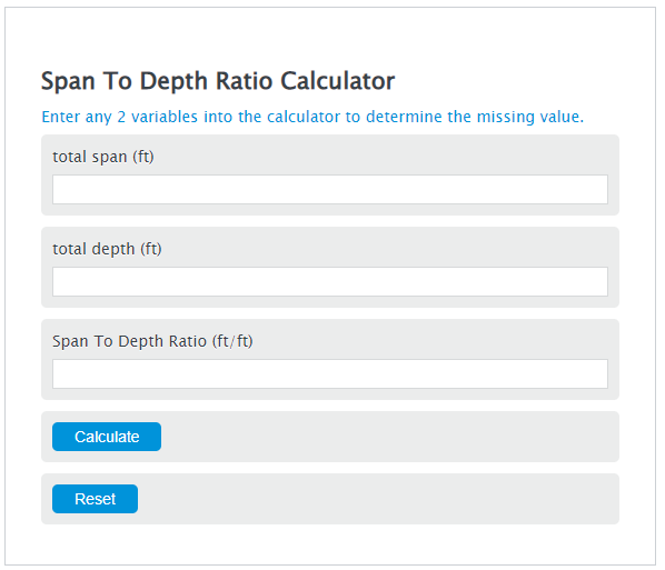 span to depth ratio calculator