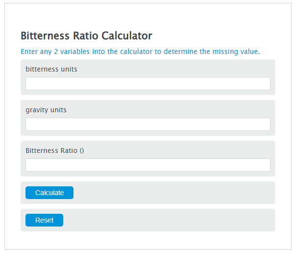 bitterness ratio calculator