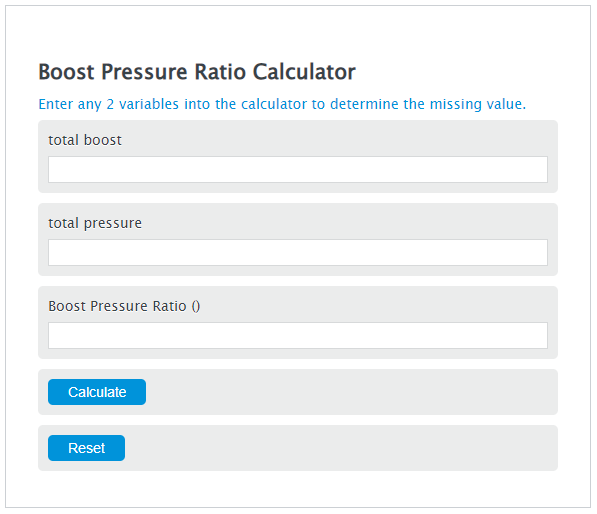boost pressure ratio calculator