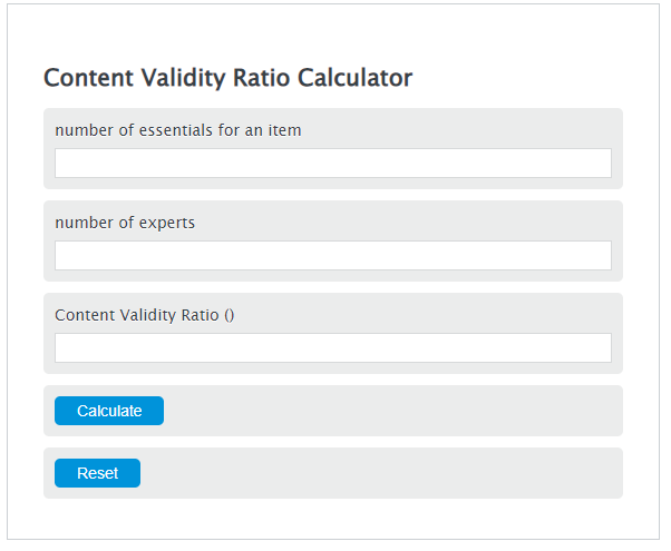 content validity ratio calculator