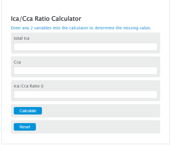 ica/cca ratio calculator