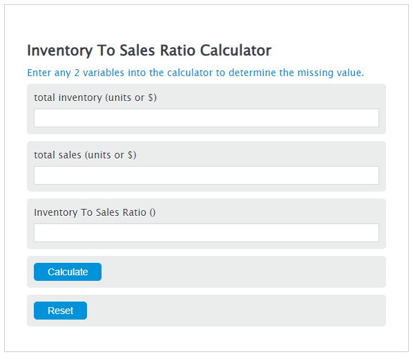 inventory to sales ratio calculator