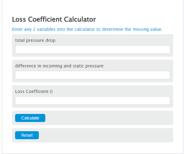 loss coefficient calculator