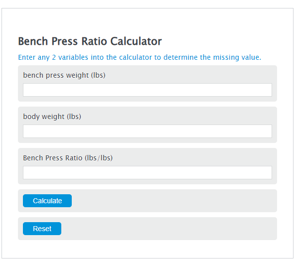 bench press ratio calculator
