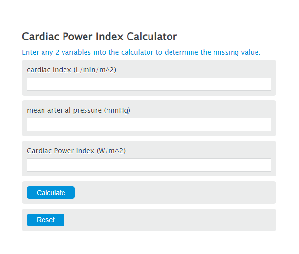cardiac power index calculator