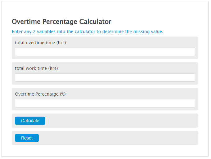 overtime percentage calculator