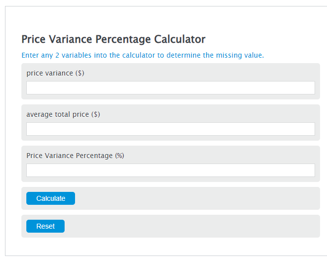 price variance percentage calculator