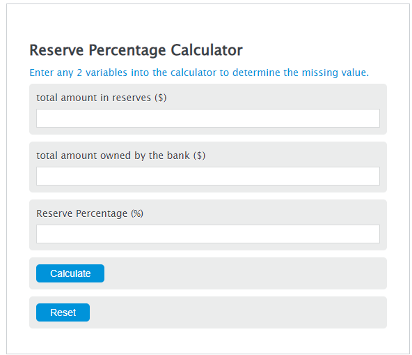 reserve percentage calculator