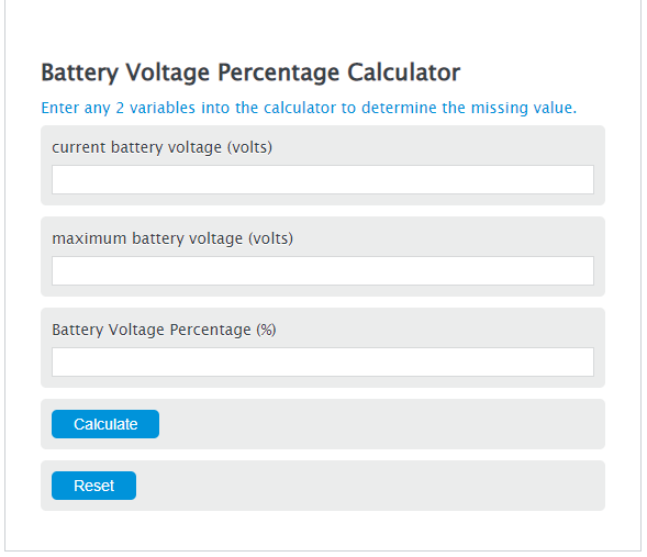 battery voltage percentage calculator