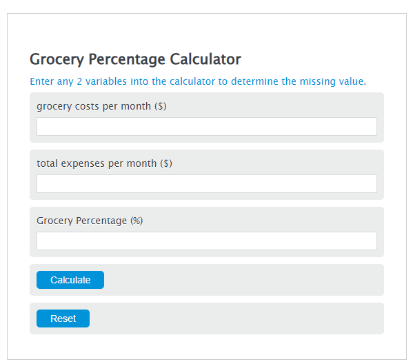 grocery percentage calculator