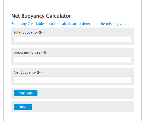 net buoyancy calculator