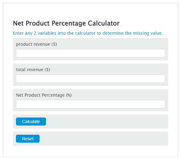 net product percentage calculator