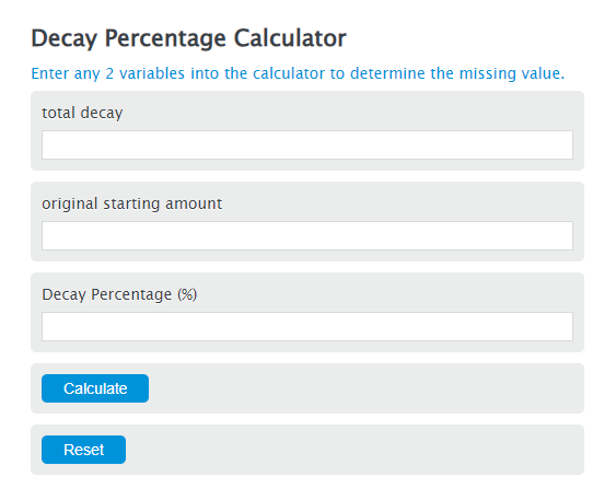 decay percentage calculator