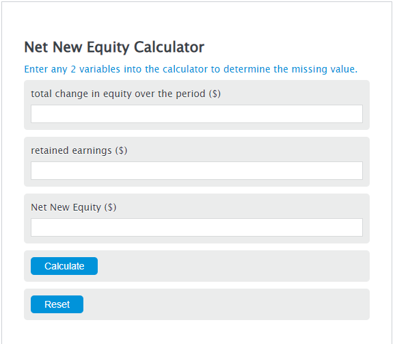 net new equity calculator