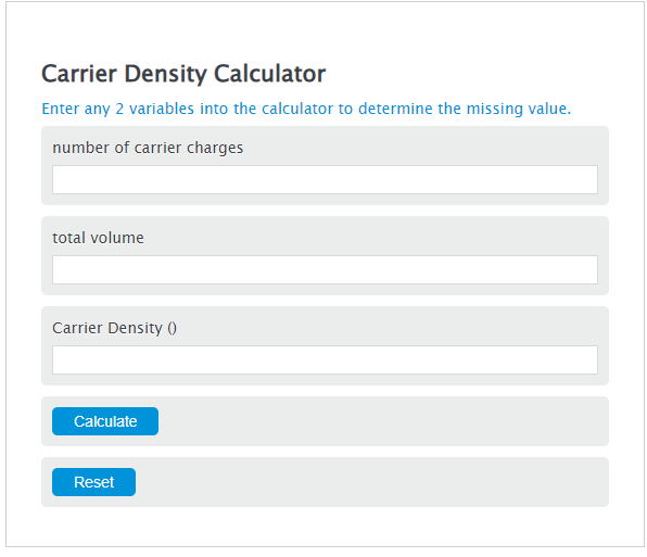 carrier density calculator