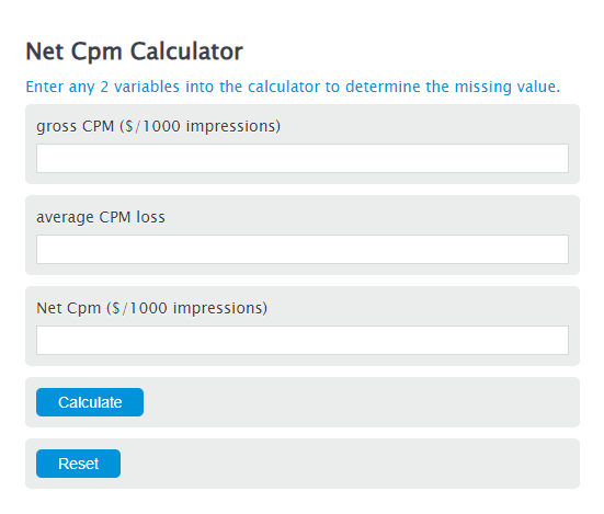 net CPM calculator