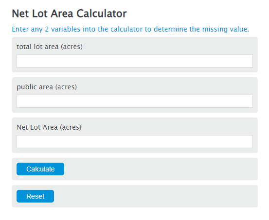 net lot area calculator
