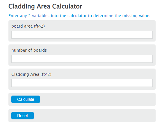 cladding area calculator
