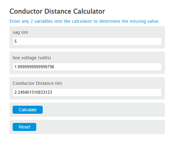 conductor distance calculator