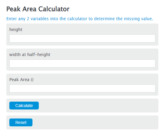 peak area calculator