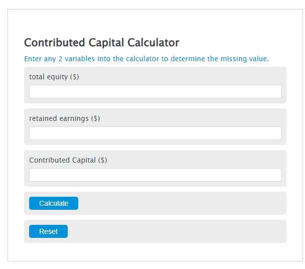 contributed capital calculator