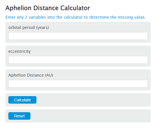 aphelion distance calculator