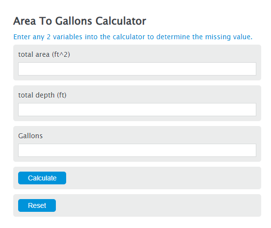 area to gallons calculator