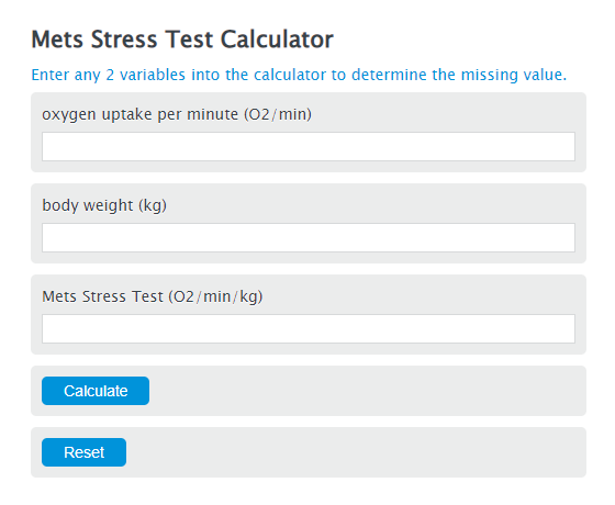 mets stress test calculator
