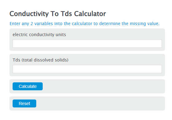 conductivity to tds calculator