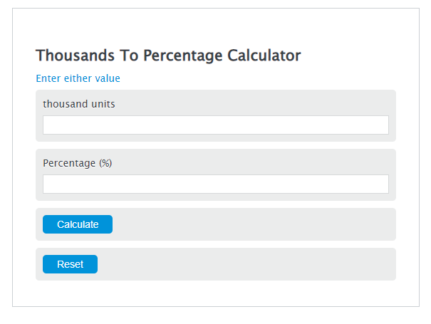 thousands to percentage calculator