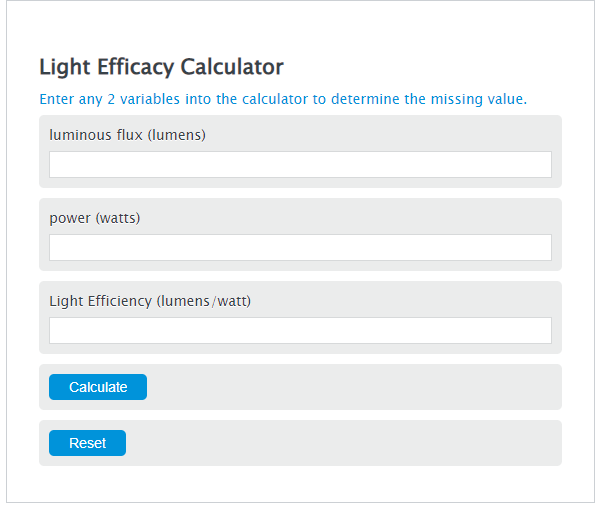 light efficacy calculator