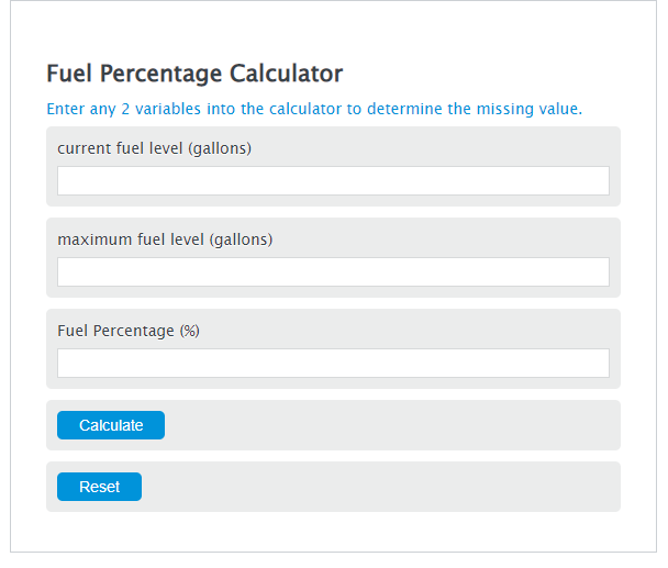 fuel percentage calculator