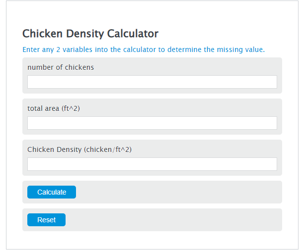 chicken density calculator