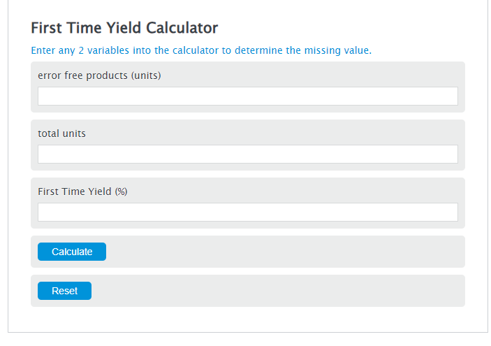 first time yield calculator