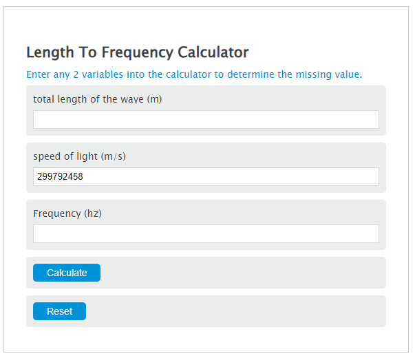 length to frequency calculator
