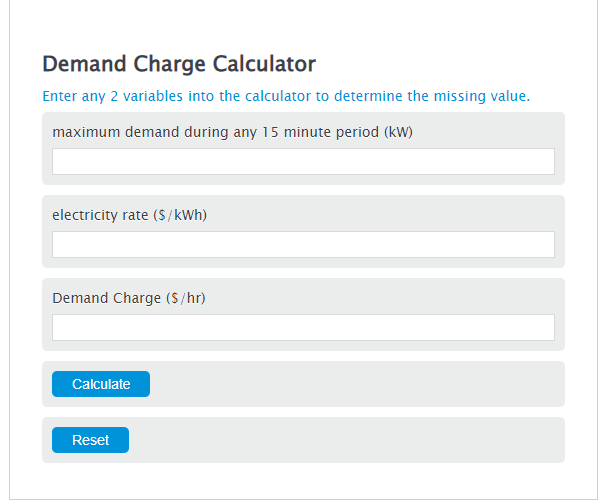 demand charge calculator