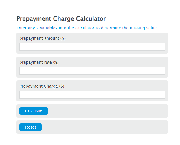 prepayment charge calculator