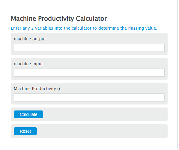 machine productivity calculator