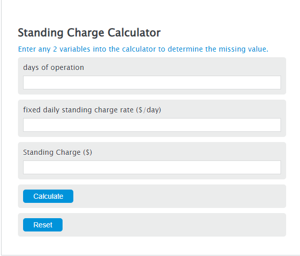 standing charge calculator