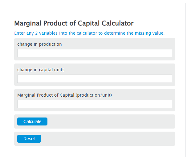 marginal product of capital calculator