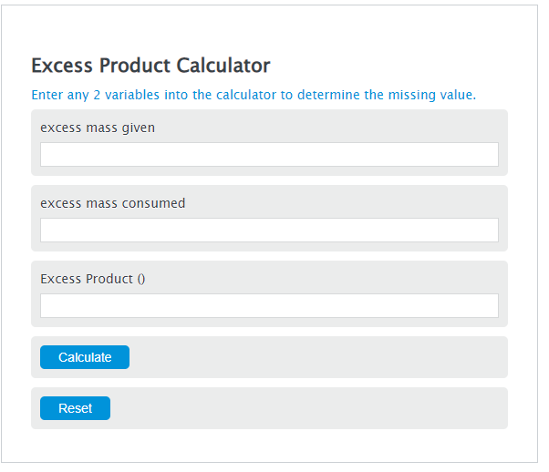 excess product calculator