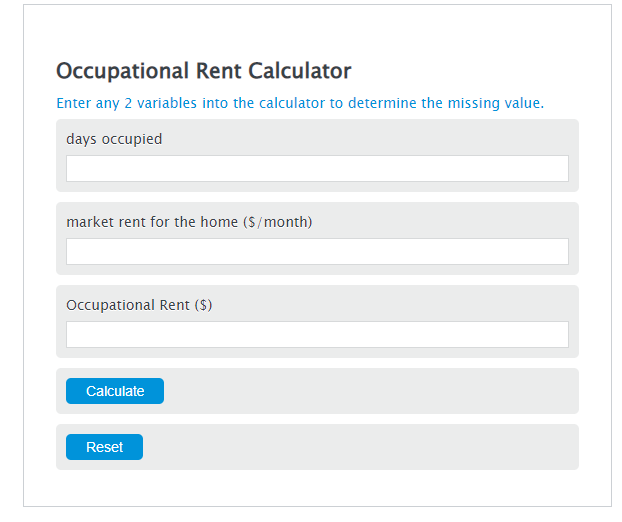 occupational rent calculator