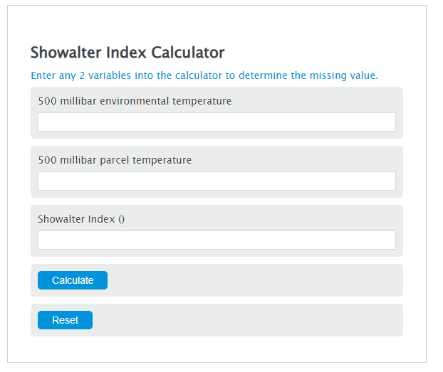 showalter index calculator