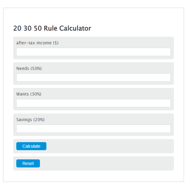 20 30 50 rule calculator