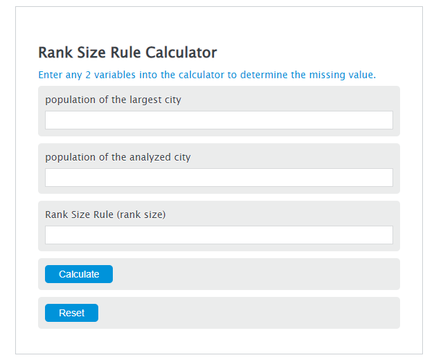 rank size rule calculator